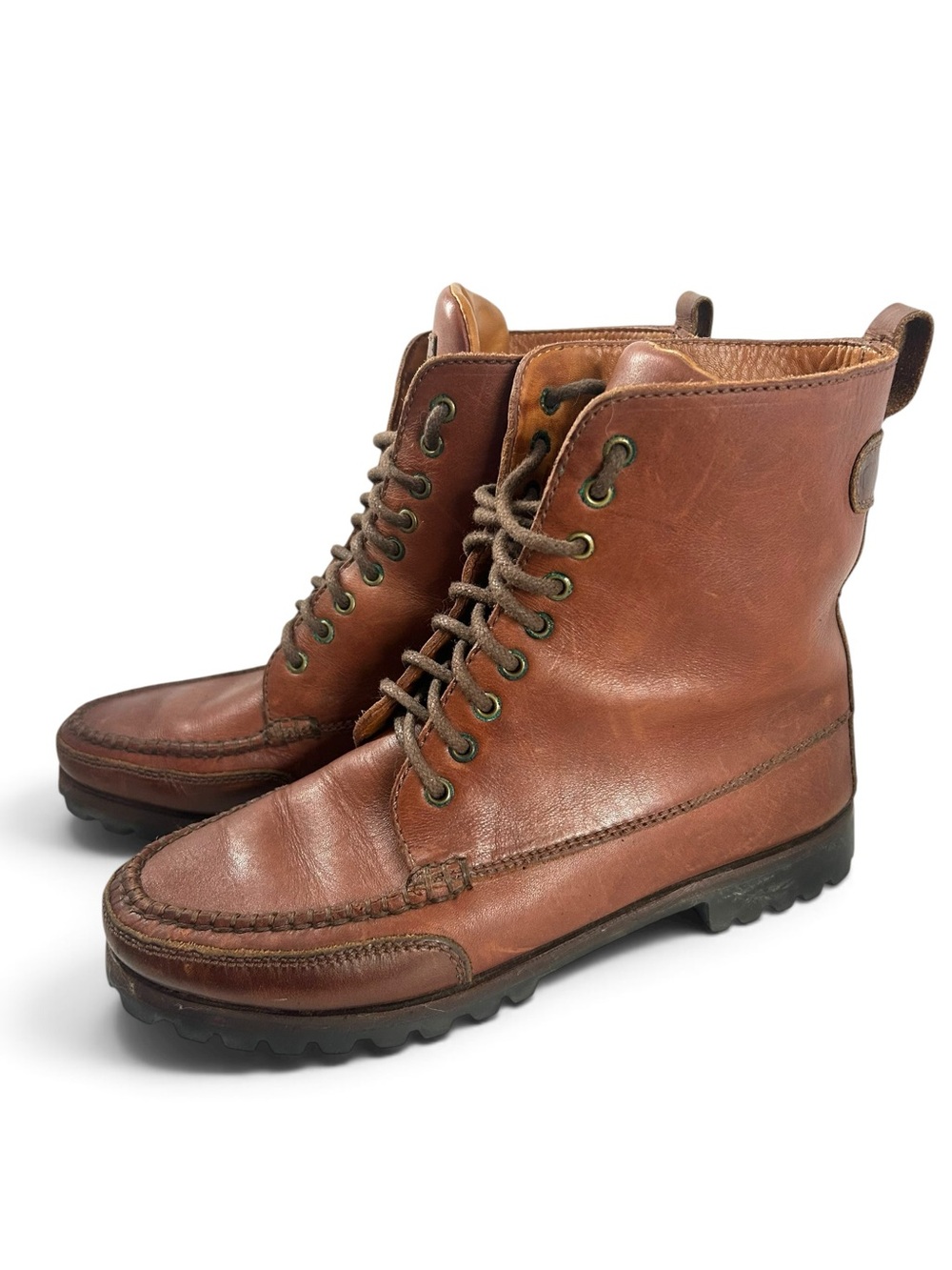 Cole Haan Country Vintage 80/90s Classic Brown Leather Moc Toe Women Boots 8 N - Picture 2 of 10